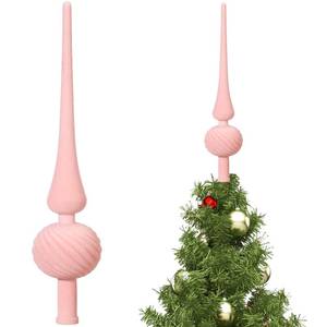 lot 789 image: Sumind 11 Inch Pink Velvet Finial Christmas Tree Topper Vintage Spherical Tree Topper Velvet Finial Mid Century Christmas Ornament for Home Xmas Holiday Party Decorations - Retail $15