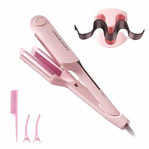 lot 801 image: Curling Iron Crimper Hair Tool - ZWIKAGEF Hair Crimper Curling Wand, Curling Iron with Ceramic 3 Barrel for Short Hair Women, Dual Voltage, Anti-Scald, 1.25 Inch - Retail $20