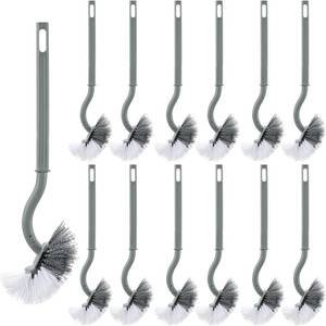 lot 802 image: FoldTier 12 Pcs Curved Toilet Bowl Brush Bulk Bathroom Deep Cleaning Toilet Cleaner Scrubber Without Holder Handle Curved Brush Hanging Under Rim Household Cleaning for Bathroom(Gray) - Retail $16