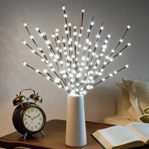 lot 806 image: DK177 2 Pack Led Branch Light Battery Operated Lighted Branch Vase Filler Willow Tree Artificial Little Twig Power Brown 30 Inch 20 LED for Home Outdoor Indoor Romantic Decoration, White Light - Retail $12