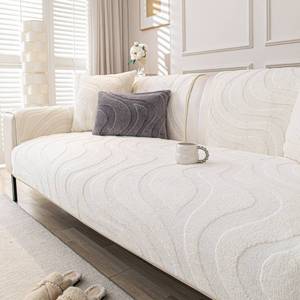 lot 808 image: KaviKon Couch Cover Sofa Covers Washable, Velvet Fleece Sofa Slipcovers for 3 Cushion Couch, Non-Slip Furniture Protector for Dog Pet, L Shaped Recliner Sectional Couch Cover White,36X83(Only 1 Pcs) - Retail $36