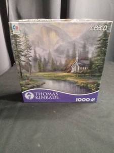 lot 3953 image: Thomas Kinkade Valley Chapel 1000 Piece Puzzle