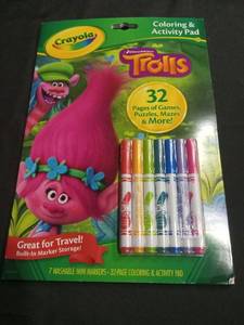 lot 3874 image: Crayola Trolls Coloring & Activity Pad with Markers