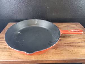 Orange Cast Iron Skillet Frying Pan