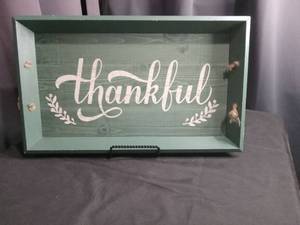 lot 3430 image: Thankful Wooden Decorative Tray