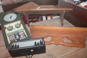 lot 4077 image: Wood Shelves 22 Long, Clock and More