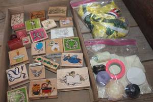 lot 4134 image: Flat of Rubber Stamps and More Craft Items