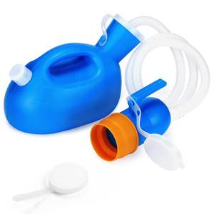 lot 45232 image: Urinals for Men - Portable Urinal for Men Spill Proof Mens Urine Bottle Male Pee Bottle wSeparate Urine Outlet Soft Funnel 68 OZ Urinal for Hospital Home Camping Car Leakproof 47 Hose - Retail $19