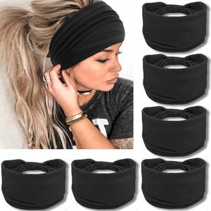 lot 45235 image: Wide Headbands for Women, Black Knotted Head Wraps Turbans, Large African Style Head Bands Hair Accessories, 6 Pack - Retail $10