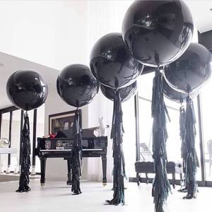 lot 45247 image: 2pcs 36 inch Big Black Latex Balloons with Tassel Helium Inflatable Blow Up Giant Balloon Wedding Birthday Party Large Balloon Decoration - Retail $23