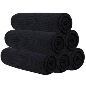 lot 45277 image: Microfiber Gym Towels for Working Out, Quickly Dry Yoga Towels for Men & Women Tennis, 16 Inch x 27 Inch, 6 Pack, Black - Retail $14