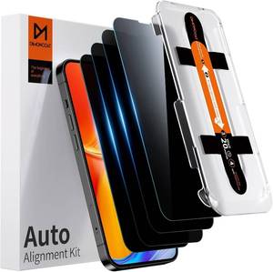 lot 45279 image: 4-PACK Privacy Screen Protector Compatible with iPhone 13 Auto Alignment Kit 10X Military Protection 13 6.1 inch Tempered Glass Film Case Friendly - Retail $17