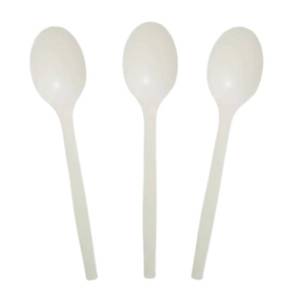 lot 45282 image: Eco-Friendly 6.5 Disposable Soup Spoons - 50 Pack Heavy Duty Plant-Based Cutlery, Extra-Length Cornstarch Spoons for Hot Soup, Ice Cream, Parties (Ivory) - Retail $9