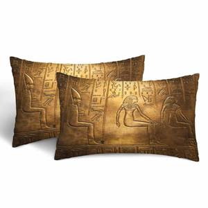 lot 45285 image: Egyptian Hieroglyphics 12 X 20 Throw Pillow Covers Ancient Golden Art Symbol Civilization Set of 2 Pillow Cases Protectors Outdoor Pillowcases Decorative for Home Couch Sofa Bed Car - Retail $16