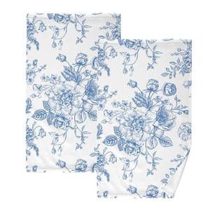 lot 45289 image: Hand Towels Set of 2 Blue Floral Cotton Bathroom Hand Towels Super Soft Highly Absorbent Fingertip Towels Decorative Towel for Bathroom Kitchen Yoga Gym Spa 28x16 Inch - Retail $20