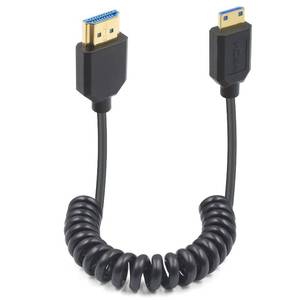 lot 45322 image: 48Gbps 8K Coiled Mini HDMI to HDMI Cable 1FT- 4FT, Ultra Slim & Flexible Soft 8K60Hz, 4K240Hz 144Hz120Hz High Speed for Camera, Camcorder, Laptop, Tablet, Monitor, Raspberry Pi Zero - Retail $15