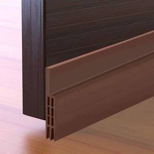 lot 45333 image: Door Draft Stopper Under Door Seal for ExteriorInterior Doors, Door Sweep, Soundproof Door Bottom Weather Stripping, 2 Inch W x 39 Inch L, Brown - Retail $10
