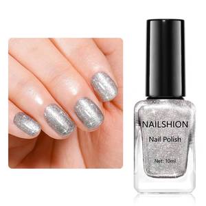 lot 45340 image: Silver Sparkle Nail Polish Castor Oil-Based Glitter Rainbow Sparkly Regular Nail Polish, Fast Air Dry Steak-free Nail Lacquer Vegan Toe Fingernail Polish Nails Art DIY Home - Retail $7