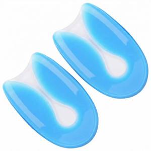 lot 45347 image: 1Pair Blue Silicone U-Shaped Heel Cups Plantar Fasciitis Insert Invisible Heel Pads Soft Gel Heel Cushions Protectors Shock Absorbing Support for Women Men(Large) - Retail $9