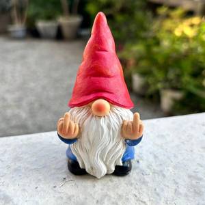 lot 45354 image: Middle Finger Gnome Mini 3.5in,Double Bird Gnome - Naughty Funny Outdoor Decoration for Yard Patio Lawn Ornament and Home Decor, Fairy Garden - Retail $10