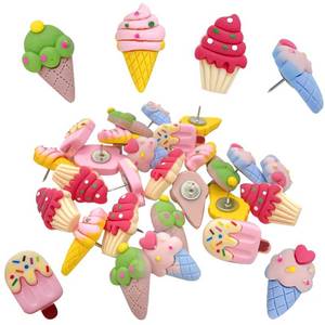 lot 45366 image: Resin Ice Cream Shape Thumbtack Lovely Push Pins for Bulletin Board, Map, Cork Board, Calendar, Photo, Wall Home, Office, School Supplies 30 Pcs(A) - Retail $8