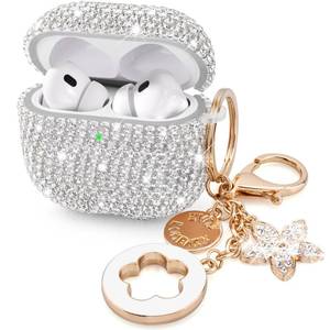lot 45368 image: Case for Apple Airpods Pro 3 Case Cover 2025, VISOOM Bling Jewelry Airpods iPods Pro3 Cases Cute Glitter Diamond Airpod iPod Pro3 Cases Rhinestone AirPods iPods Pro 3rd Gen Case with Keychain for Women - Retail $19
