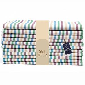 lot 45373 image: 100% Cotton Cloth Salsa Napkin Set of 12 Washable Soft Durable Striped Napkins for Dining Wedding Parties & Daily Use, Reusable Eco-Friendly Fabric Napkins (18x18)-Multi Thanks Giving - Retail $28