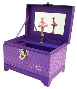 lot 45387 image: My Tiny Treasures Box Company Ballerina Music Box (Heart Ballerina Music Box - Purple) - Retail $19