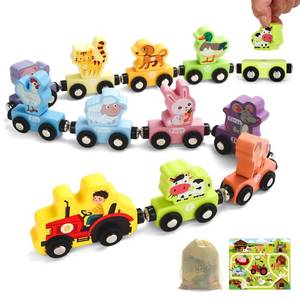 lot 45392 image: Montessori Toys, Magnetic Wooden Animal Train Set for Toddlers, 10 Pieces, Educational Preschool Learning Toys, Birthday Gifts for Boys & Girls - Retail $17