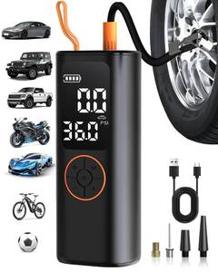 lot 45397 image: Tire Inflator Portable Air Compressor - 4X Faster Inflation Cordless Mini Air Pump with Digital Pressure Gauge with Digital Pressure GaugeLED Light Portable Tire Inflator for CarMotoBikeBall etc. - Retail $30