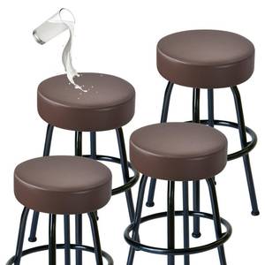 lot 45417 image: Bar Stool Covers Round Set of 4, Waterproof PU Bar Stool Seat Covers with Elastic Bands, Bar Stool Chair Covers Washable Stool Slipcover for 16-18 Inch - Coffee - Retail $30