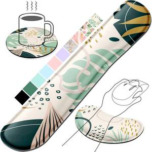 lot 45419 image: Enlarge Silky and Superfine Fabric Gel Memory Foam Keyboard Wrist Rest Set, Ergonomic Keyboard Mouse Wrist Support for Typing Pain Relief, Comfort for Office, Gaming, Computer - Retail $15