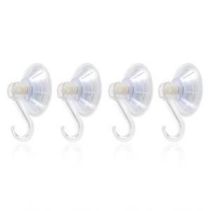 lot 45425 image: 1st Choice Clear Plastic Suction Cup Hooks, 4 Pack Ultra Heavy Duty Power Lock Vacuum Traceless Smooth Waterproof Oil-Proof Wall Shower Kitchen Window Bathroom Holder - Retail $6