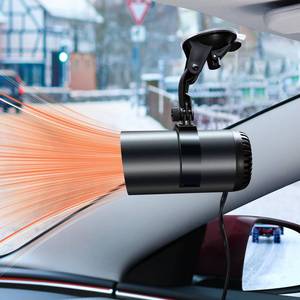 lot 45427 image: 12V Car Heater, 150W 2 in 1 Fast Portable fan Heater and Defroster for Car Windshield, Car Heater that Plugs Into Cigarette Lighter with Suction Holder for All Cars (Black) - Retail $17