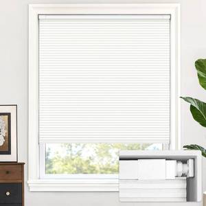 lot 45443 image: LazBlinds Cordless Cellular Shades, No Tools No Drill Light Filtering Honeycomb Shades Pleated Blinds for Windows, 21 W x 36 H, White - Retail $35