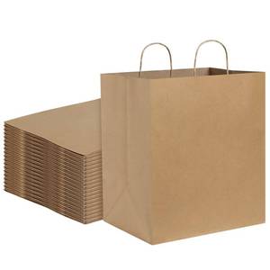 lot 45454 image: Kraft Paper Bags 50Pcs 14x10x15.75 Ultra Wide Large Paper Gift Bags with Handles for Takeouts, Parties, Shopping, Food Packing, Recyclable Food Service Bags Brown Paper Grocery Sacks - Retail $48