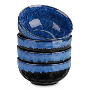 lot 45468 image: Starry 24oz Bowls for Soup, Ceramic Soup Bowls Set of 4, Blue Cereal Bowls Set for Kitchen, Salad Bowls Set, Pasta Oatmeal Bowls, Lead-free, Dishwasher & Microwave Oven Safe, Blue - Retail $32