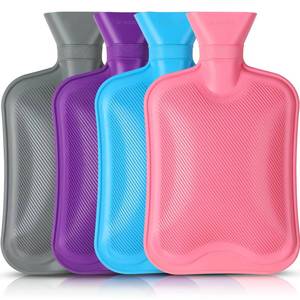 lot 45471 image: 4 Pcs Hot Water Bag for Pain Relief, Rubber Hot Water Bag, Heating Water Bottle Bag, Hot Compress, Hot Pouch for Body Heat and Cold Therapy, Cramps(Pink, Gray, Blue, Purple) - Retail $25