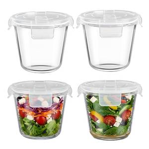 lot 45473 image: Round Glass Food Storage Containers with lids (white-3cup) - Retail $23