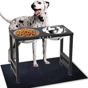 lot 45482 image: Metal Elevated Dog Bowls for Large & Extra Large Breed Raised Dog Bowl Stand with Spill Proof Mat and 3000ML Pet Bowls, 17 Tall Food & Water Feeder for Extra Large Breed - Retail $50