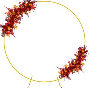 lot 45483 image: 6.6FT Round Wedding Arch Circle Backdrop Stand Balloon Frame Gold Metal Arch for Ceremony Birthday Party Baby Shower Anniversary Bridal Graduation Background Decoration - Retail $35