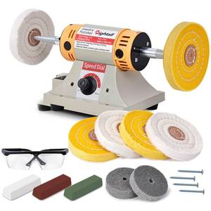 Jewelry Polisher Versatile Polishers & Buffers for Bench Grinder - Ideal for Jewelry Polishing and Finishing Jobs, 6 Cloth Wheels, 2 Abrasive Fiber Wheels, Safety Glass, 3 Polish Compound - Retail: $80