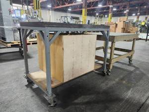 lot 6078 image: Heavy Duty Industrial Work Table with Storage Cabinet