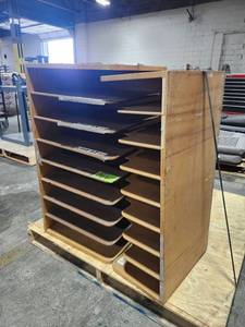lot 6096 image: Industrial Paper Sorting Organization Cabinet with Multiple Shelves