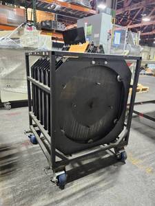 lot 6103 image: Industrial Steel Coil Transport Cart with Storage Rack