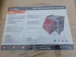 lot 104000 image: ARTEER Tool Cart with 258 Piece Tool Set Model JS-RC97