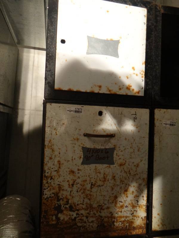 lot 17473 image: Metal cabinet wcontents duct working parts & pieces.
