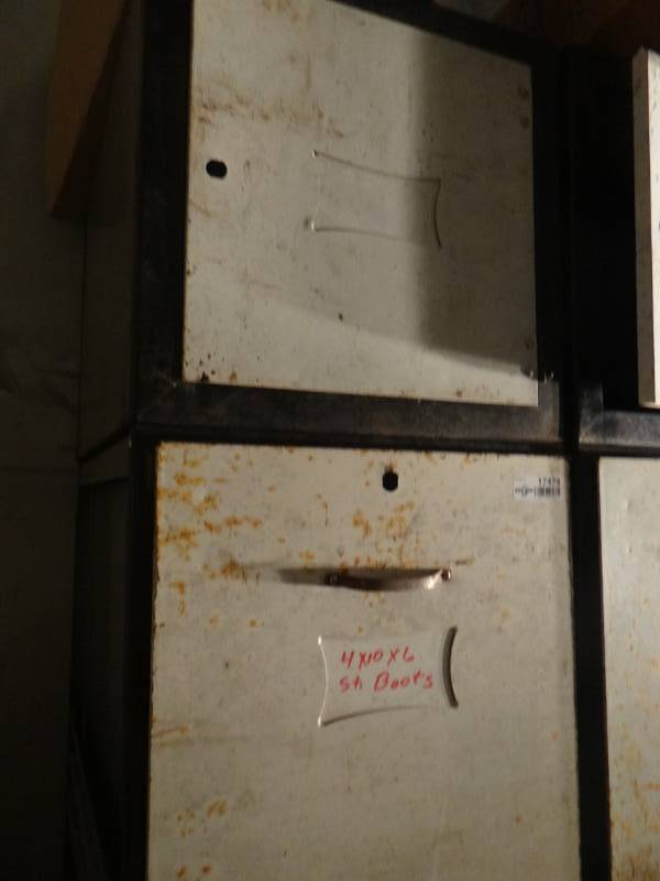 lot 17474 image: Metal cabinet wcontents duct working parts & pieces.