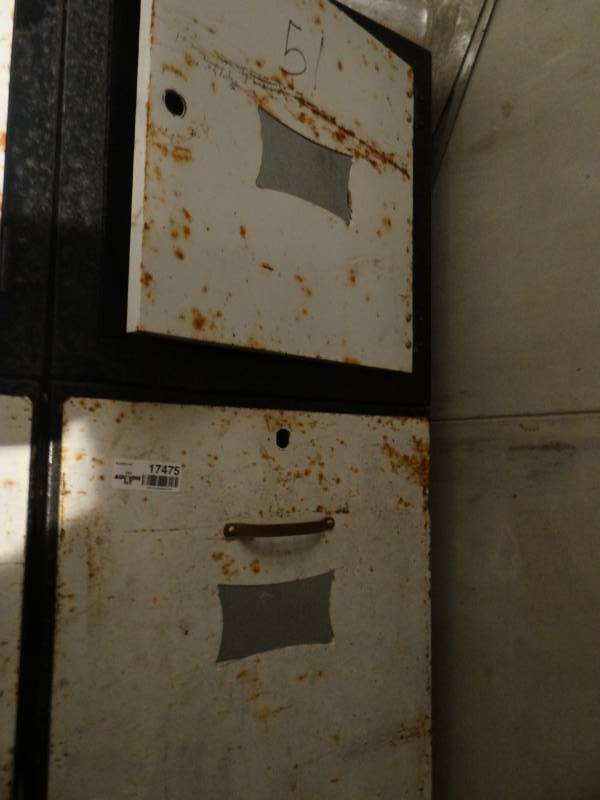lot 17475 image: Metal cabinet wcontents duct working parts & pieces.