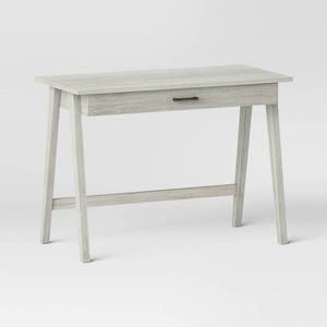 lot 13902 image: Paulo Wood Writing Desk with Drawer Weathered White - Threshold